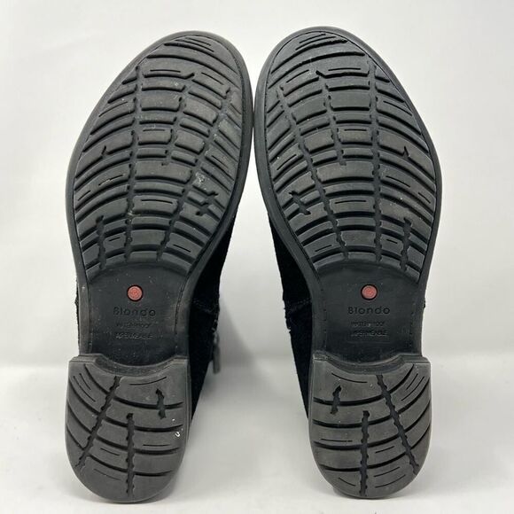 Blondo Talia Black Waterproof Suede Leather Moto Buckle Strap Zip Ankle Bootie 6 - Picture 6 of 12